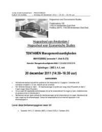 Management Vaardigheden MAV Tentamen 2011 + antwoorden