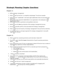 Strategic Planning Chapter Questions