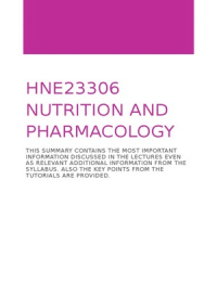 Samenvatting HNE-23306 - Pharmacology and Nutrition