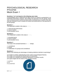 Psychological Research - Mock Exams
