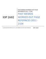 IOP2602 - PAST MEMOS WORKED OUT --> 2011 - 2014