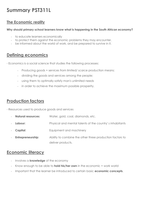 PST311L Economic Literature Summary for Exams