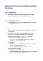 Disorders of Childhood: Development & Psychopathology (Introduction)e 