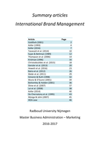 Summary articles International Brand Management 2016-2017