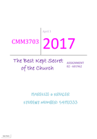 CMM3703: ASSIGNMENT 02 - THE BEST KEPT SECRET OF THE CHURCH