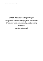 Unit 13 IT Systems Troubleshooting & Repair  LO3 P3 P4 P5 P6 M2 M3