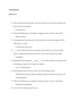 Global Business - CH. 13 Quiz Answers