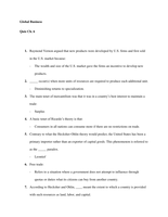 Global Business - CH. 6 Quiz Answers