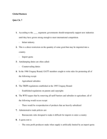 Global Business - CH. 7 Quiz Answers