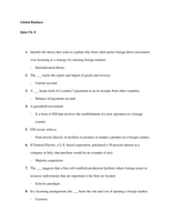 Global Business - CH. 8 Quiz Answers