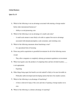 Global Business - CH. 15 Quiz Answers