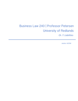 Business Law 240 Ch 7: Liability