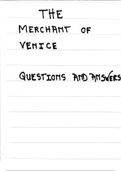 The Merchant of Venice by W Shakespeare Questions and Answers