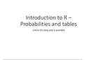 3. Introduction to R - Probability functions and Tables