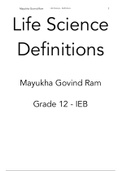 Life Science - Definitions (IEB)