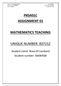 PRS401C - Marked Assignment 01 (100%) with answers 
