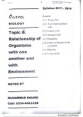 Topic 15- Relationships of organisms with one another and the environment