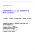 UCL ECONS ECON0013 Exam Cheat Sheet (Term 1)