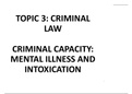 criminal capacity-mentall illness and intoxication