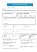 P2 & P3: Design of health screening questionaire template
