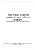 Liberalism, Realism and Constructivism: The three classical theories in International Relations