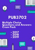 PUB3702 - Multiple Choice Questions and Answers Cram Pack