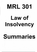 MRL3701 (Law of Insolvency) Exam Pack
