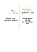 TAX3701 Assignment 2 SOLUTION semester 1 of 2020