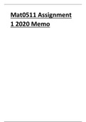 Mat0511 Assignment 1 Memo 2020