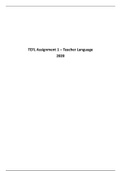 TEFL Assignment 1: Teacher Language 2020