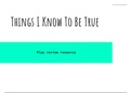 'Things I know to be true' example play review paragraphs 