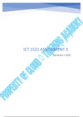 ICT1521 ASSIGNMENT 3 SEMESTER 1 2020 MEMO