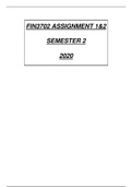 FIN3702 ASSIGNMENT 1&2 SEMESTER 2 2020 SOLUTIONS