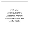 PYC 3702 ASSIGNMENT 01 ANSWERS AND EXPLANATIONS