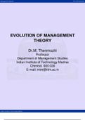 EVOLUTION OF MANAGEMENT THEORY
