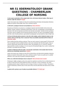 NR 51 0DERMATOLOGY QBANK QUESTIONS (ALL ANSWERED -Graded-A) - CHAMBERLAIN COLLEGE OF NURSING