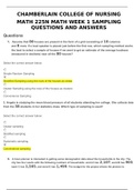 CHAMBERLAIN COLLEGE OF NURSING MATH 225N MATH WEEK 1 SAMPLING QUESTIONS AND ANSWERS [Graded A.]