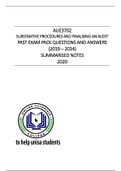 AUE3702 EXAM PACK ANSWERS (2019 - 2014) AND 2020 BRIEF NOTES