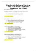 Chamberlain College of Nursing - PHIL 347N Week 4 Deductive Reasoning Worksheet [100% Correct responses included]