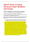 NR 451 Week 3 Graded Discussion Topic: Resilience and Change| SUMMER 2020