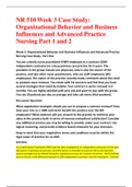 NR 510 Week 3 Case Study: Organizational Behavior and Business Influences and Advanced Practice Nursing Part 1 and 2 With Latest Completed 100% Correct Solutions Grade A