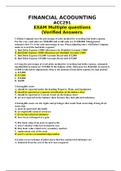 FINANCIAL ACOOUNTING ACC291 EXAM Multiple questions (Verified Answers)