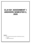 CLA1501 ASSIGNMENT 1 ANSWERS SEMESTER 2, 2020