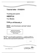 Tutorial letter 01/0/2014  T aching and Learning HBEDTL6