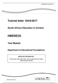 Tutorial letter 104/0/2017  South African Education in Context  HBEDECS
