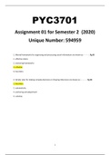 PYC3701 Assignment 01 Semester 2 (2020) Assignment answers