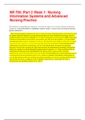 NR 706 Week 1 Part 2 Nursing Information Systems and Advanced Nursing Practice
