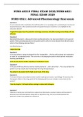 NURS 6521N FINAL EXAM 2020/NURS 6521 FINAL EXAM 2020 NURS 6521: Advanced Pharmacology final exam [ALL ANSWERS VERIFIED and 100% correct}