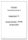 Teaching Practice 2 (TPS2602) Assignment 1
