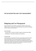 Executive Practicum|NR 630 BUDGETING AND COST MANAGEMENT